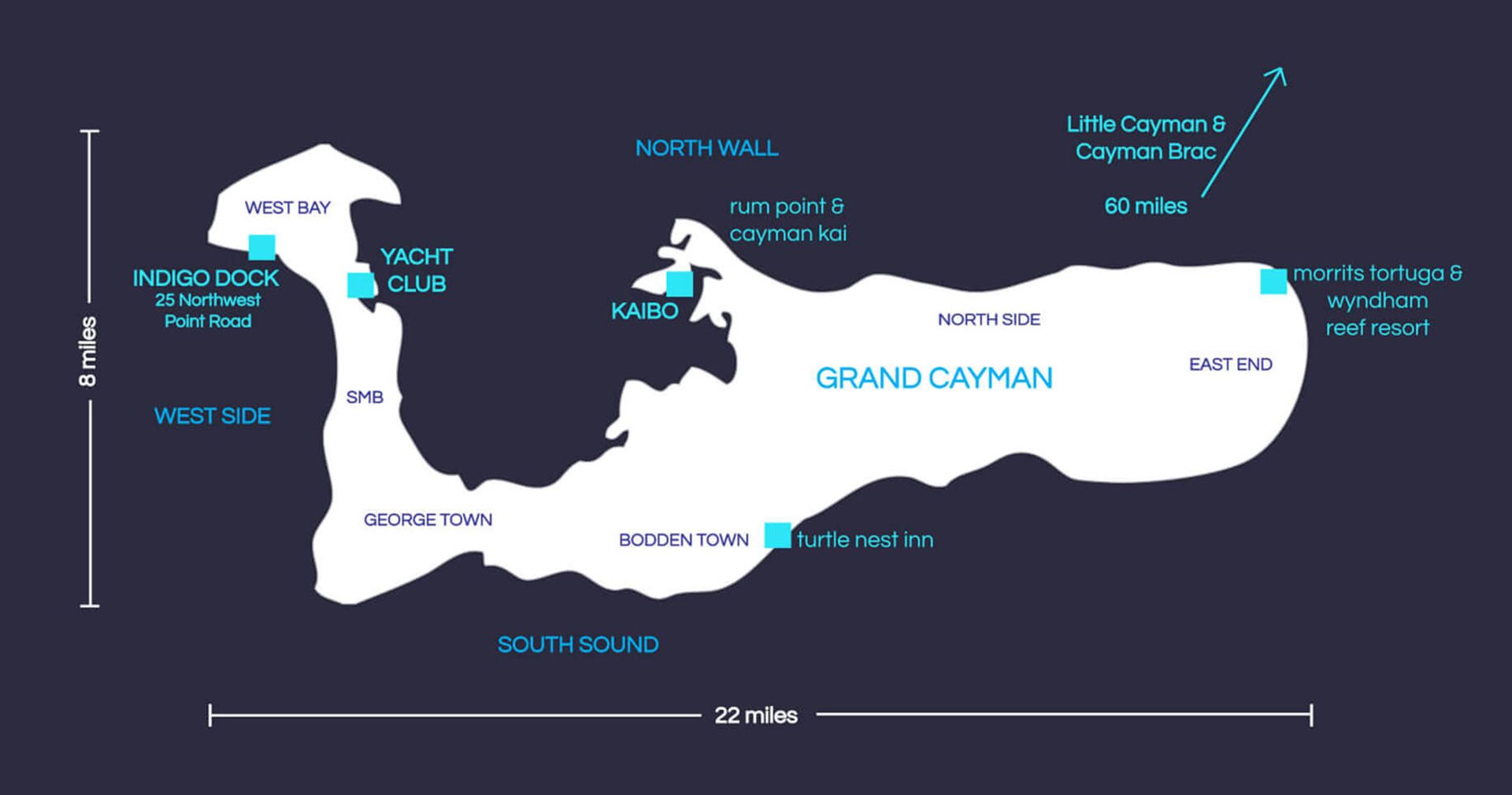 Indigo Divers Grand Cayman - Our Locations in Map